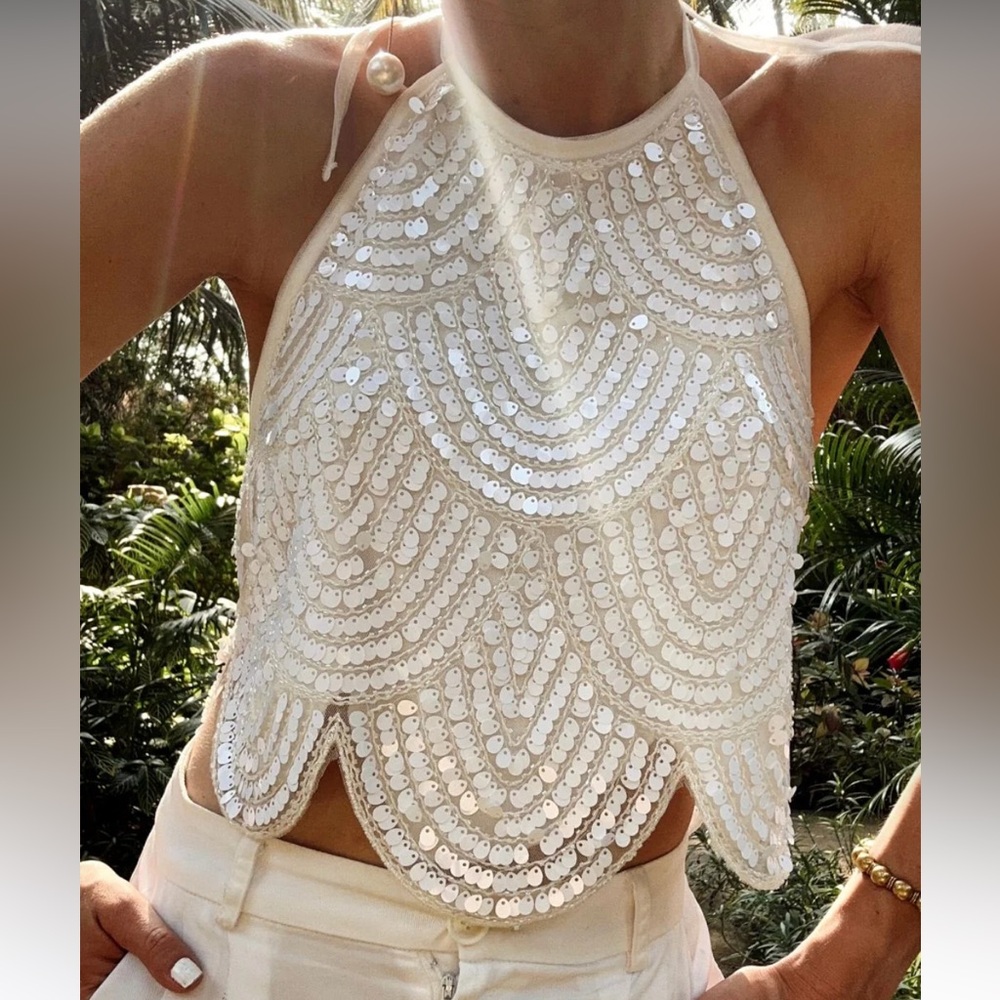 12th tribe sequin top size small open back